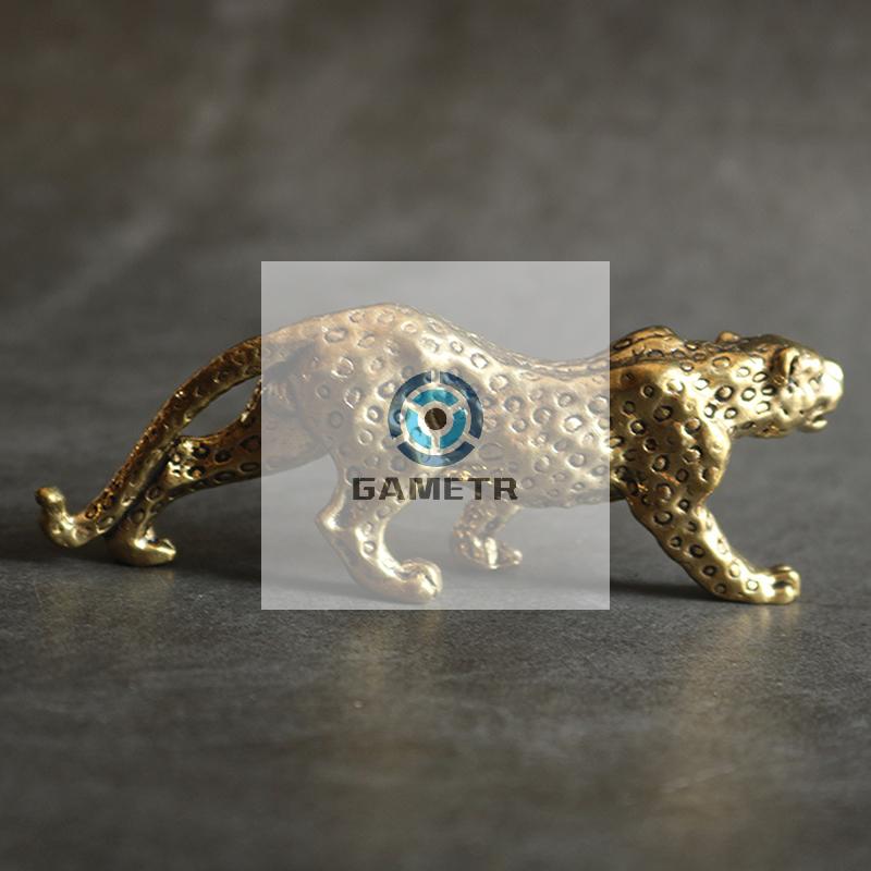 Brass Solid Vintage Cheetah Small Statue Desktop Ornaments Lucky Animal Leopard Figurines Miniatures Crafts Decoration