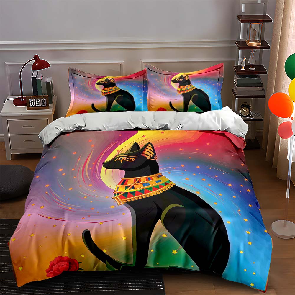 

Elegant cat motif Bedding Duvet cover sets Duvet covers Pillowcases gifts (1 * Duvet Cover 2 * Pillowcases, without duvet insert) 135x200cm