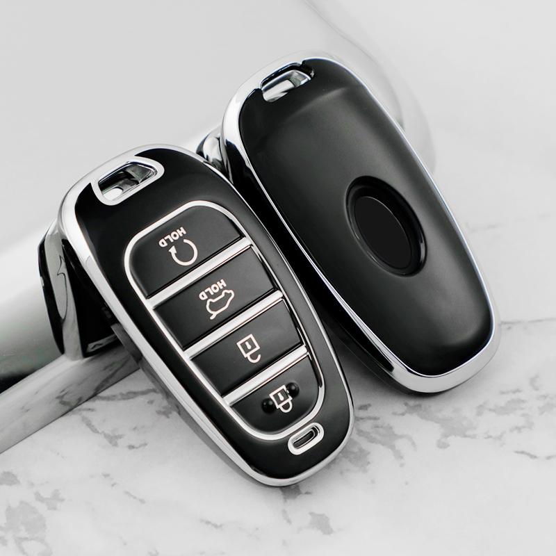 TPU 4 5 6 7 8 Buttons Car Key Case Cover For Hyundai Santa Fe Tucson 2022 NEXO NX4 Ioniq 5 Atos Prime Solaris 2021 Accessories