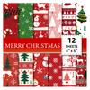Handmade Greeting Card Supplies 12 Sheet Christmas Scrapbook Paper Winter Holiday Craft 5.9 x Inch Tree Snowflake Paper Snowman Decorative Cardstock