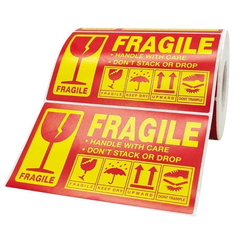 500pcs Fragile Stickers Warning Label Sticker Handle With Care Don'for t Stack or Drop Sticker Shipping for Express Label