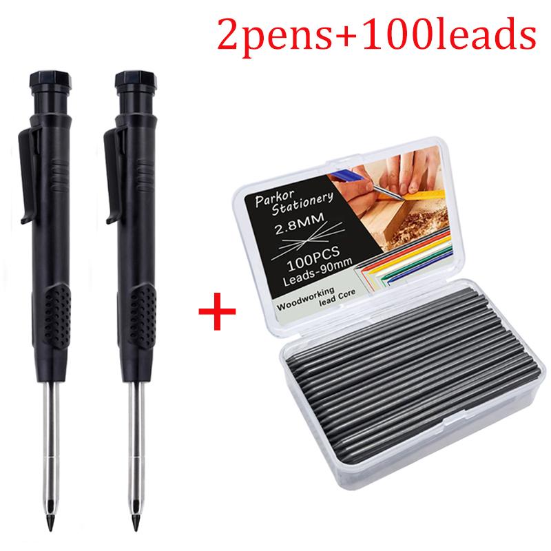 2.8mm Carpenter Pencil Set with100leads,Deep Hole Woodworking Marking Pencil Architects Drawing Tool,For Carpenters Engineering