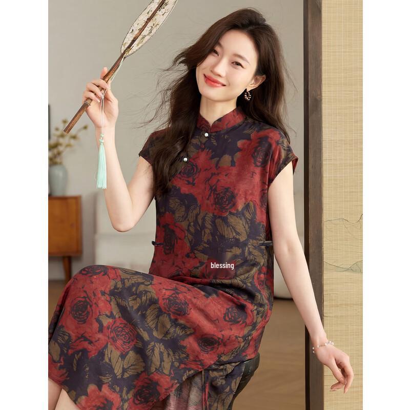 

Ottif Women s Floral Sleeveless A-Line Midi Dress M