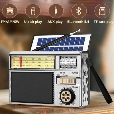 Venkovské nouzové solární nabíjecí rádio přenosný Bluetooth stereo bezdrátový reproduktor podporuje TF kartu USB nabíjení MP3 hudební přehrávač