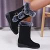 Fashion Women's Wedge Heeled Snow Boots Fashion Buckle Design Faux Fur Mid Calf Boots Woman Comfortable Thicken Warm Plush Winter Boots