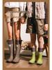 Stylish Unisex High-Top Rain Boots: Waterproof, Splash-Proof, Windproof, with Drawstring and Ribbed Texture for Travel and Wading.