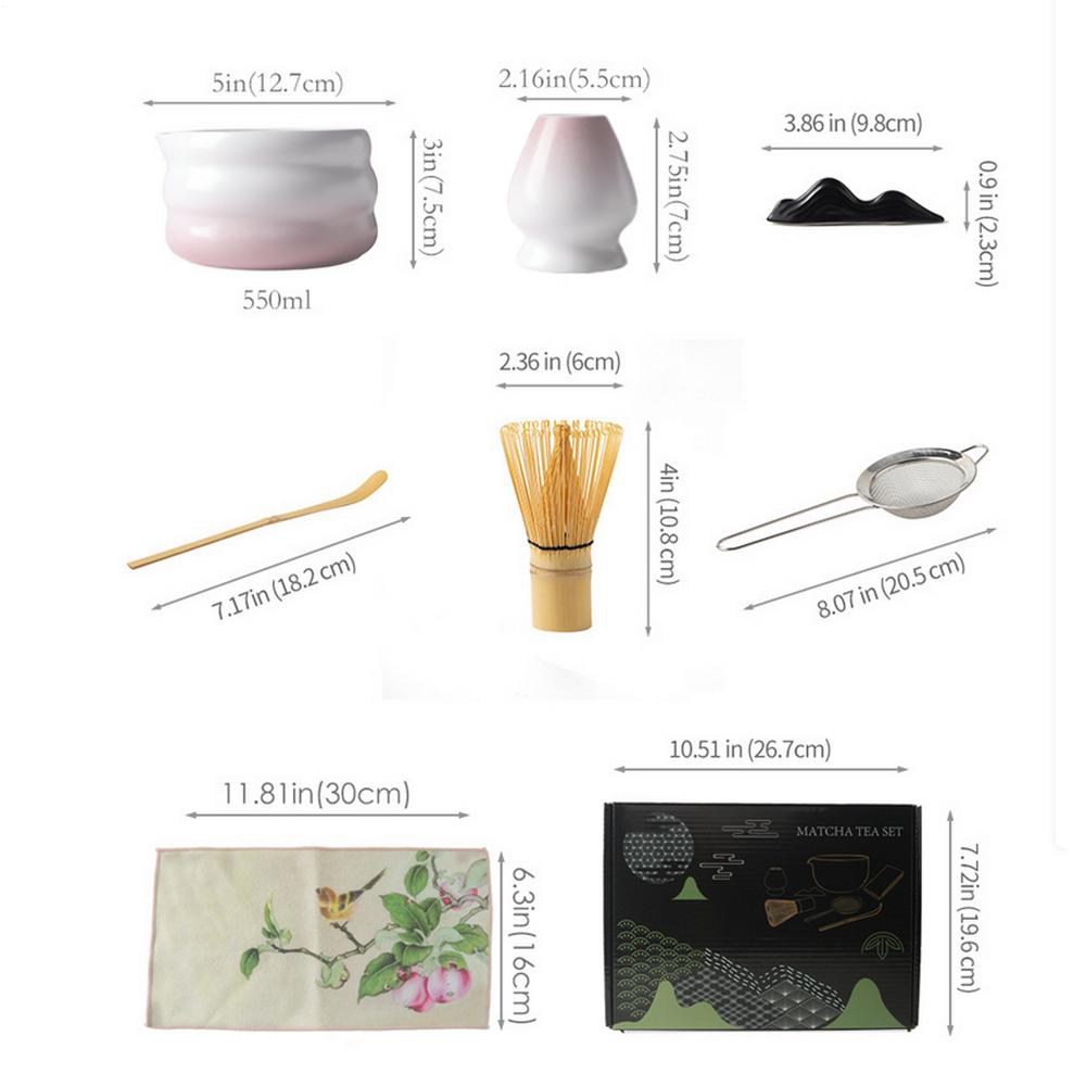 

7PCS Matcha Set Japanese Tea Kit matcha making tools Whisk and Bowl Set with Strainer Spoon Holder Scoop for tea lovers