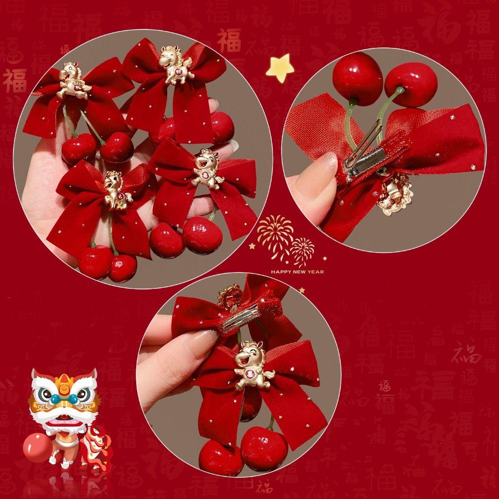 2 Stück/Set Süße Kinder Neujahrs-Haarnadel Hanfu Kopfschmuck Antiker Stil Haarspange Winter