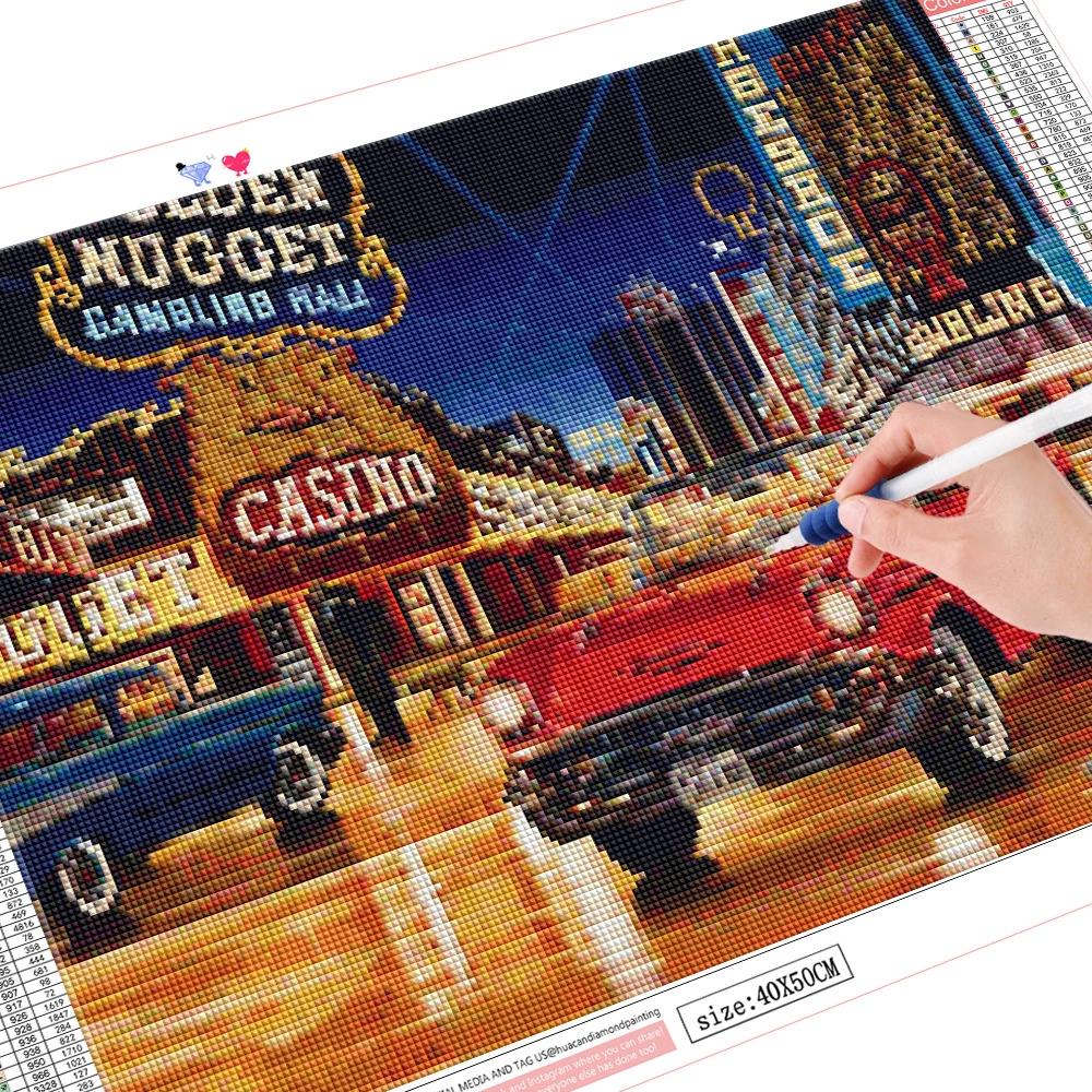 5d Elmas Boyama Tam Matkap Kare Şehir Elmas Nakış Manzara Elmas Mozaik Araba Dikiş Ev Dekorasyon