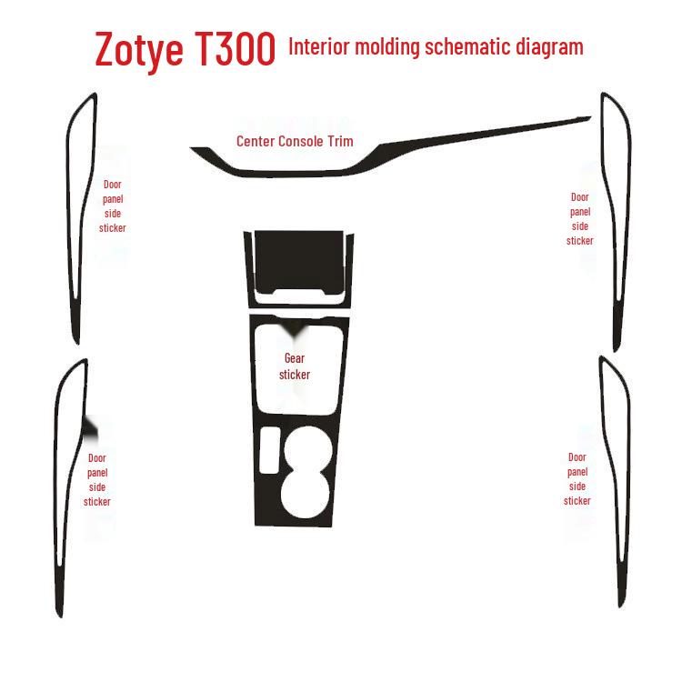Zotye T300 Carbon Fiber Interior Gear Shift Decorative Sticker