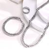 Trendy Stainless Steel Cuban Chain Bracelet Necklace Ring Set For Men Women Minimalist Silver Color Hip Hop Party Jewelry Sets
