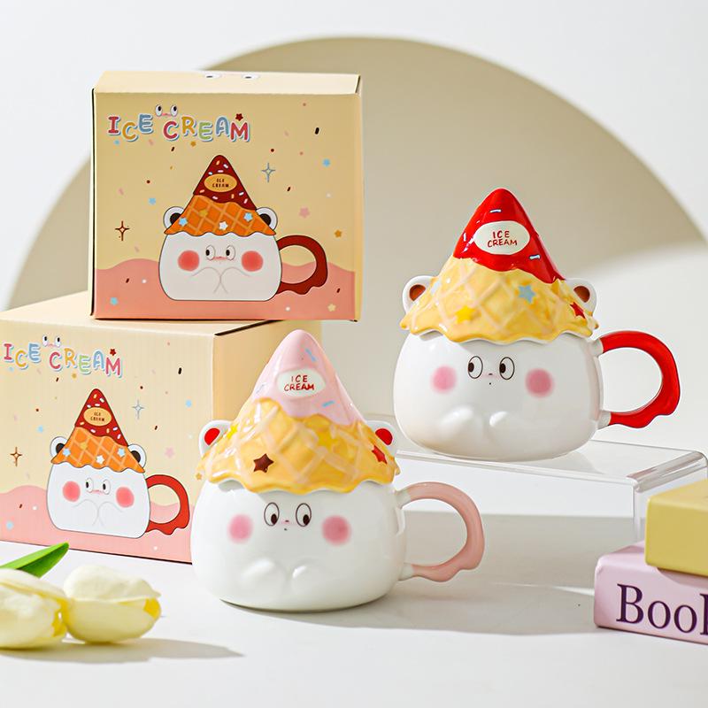 Cartoon Expression Ceramic Mug High Looking Souvenir Gift Water Cup for Best Friend Girl Heart Cup Home Breakfast Cup