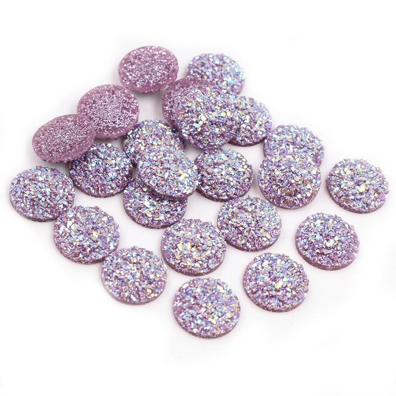 

New Fashion 40pcs 8/10/12mm Mix AB Colors FlatBack Druzy Resin Cabochons For Bracelet Earrings DIY Jewelry Making Accessories 8mm