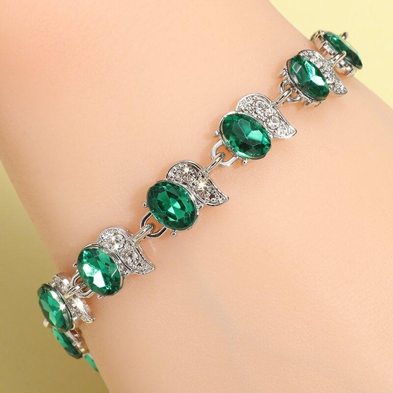 Exquisites Funkelndes Kristall Zirkon Flügel Edelstein Tennisarmband Damen Mode Hip Hop Schmuck Geschenk mit Verlängerungskette