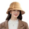 Women's Woolen Top Hat, Round Top Fisherman Hat, Internet Famous Versatile Retro British Basin Hat
