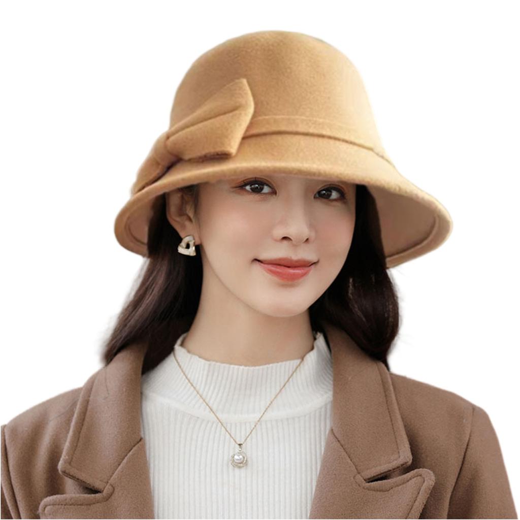 Women's Woolen Top Hat, Round Top Fisherman Hat, Internet Famous Versatile Retro British Basin Hat