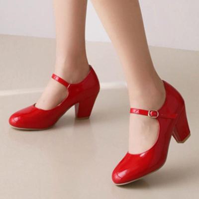 Tacones de Mujer Zapatos Mary Janes Moda Rosa Negro Blanco Rojo Amarillo Zapatos de Fiesta Boda con Tacón Zapatos de Vestir Femeninos Bombas Talla Grande 45