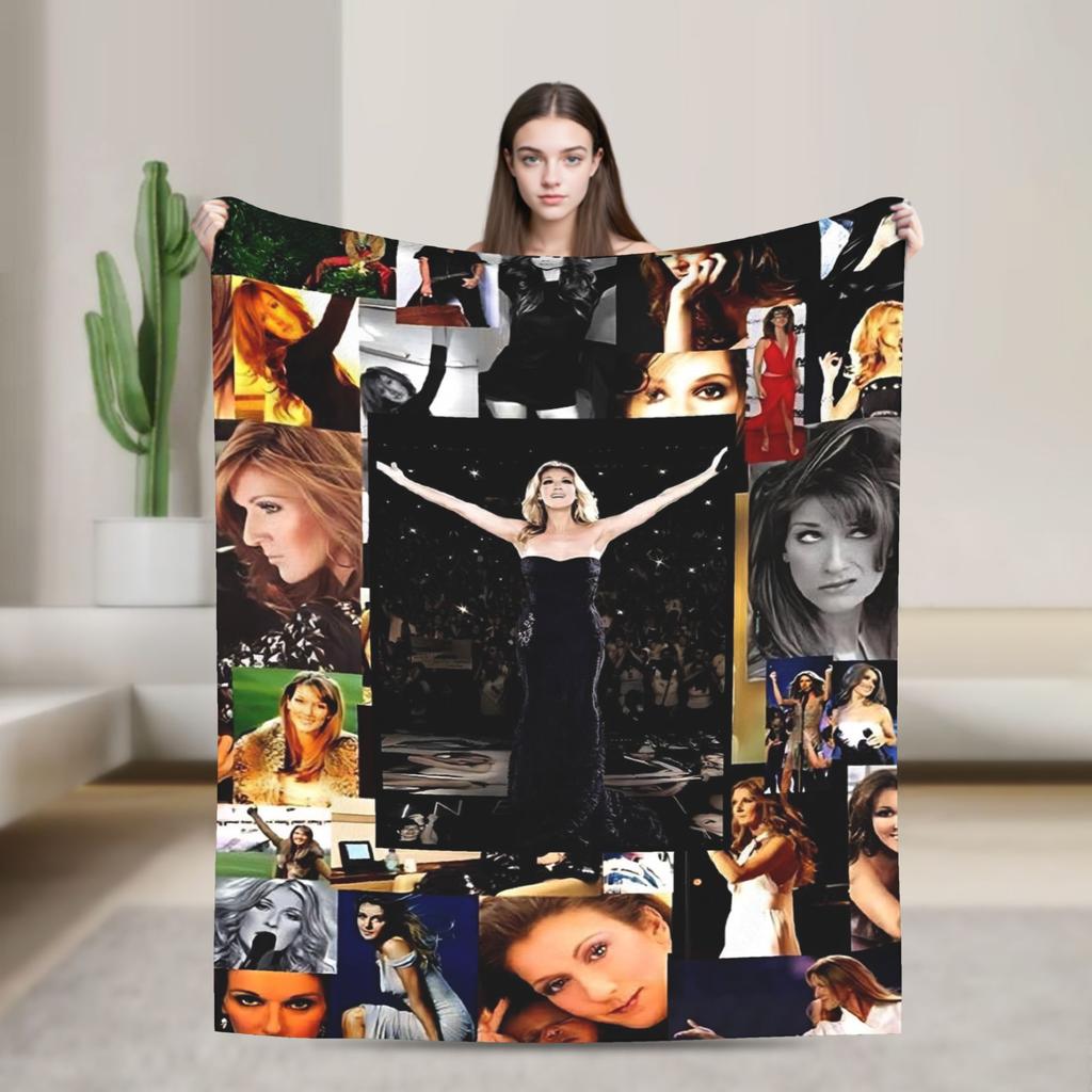 Celines Dion Siger Blanket Music Fuzzy Vintage Soft Throw Blankets for Home Summer