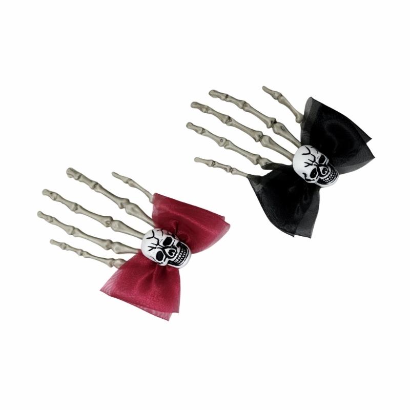 Halloween Barrettes Skeleton Hand Hair Clip Skeleton Bows Hairpins Halloween Hair Accessories Decorations for Women Girl