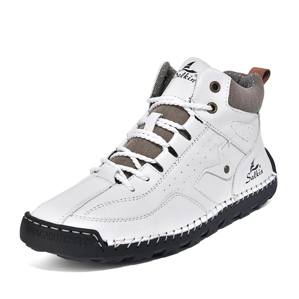 Men's Plus Size High-Top Martin Boots - Winter Casual Leather with Handmade Stitching