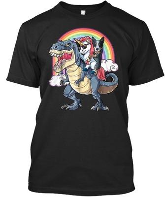 Blue Heeler And Unicorn Ride T Rex Like Standard Unisex T-shirt
