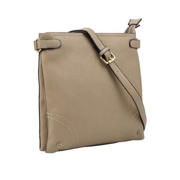 Sac Bandoulière - LE TEMPS DES CERISES - Atlantis 4 - Taupe - Effet cuir saffiano - 3 compartiments zippés