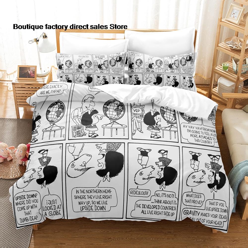 2D Mafalda Bedding Set Single Twin Full Queen King Size Bed Set Kids Bedroom Duvetcover Sets Anime Mafalda Bed