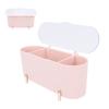 Pojemnik na waciki z dozownikiem i przezroczystą pokrywką, 3 przegródki, słoiki łazienkowe, wielofunkcyjny organizer na waciki kosmetyczne, waciki do uszu, okrągły, różowy