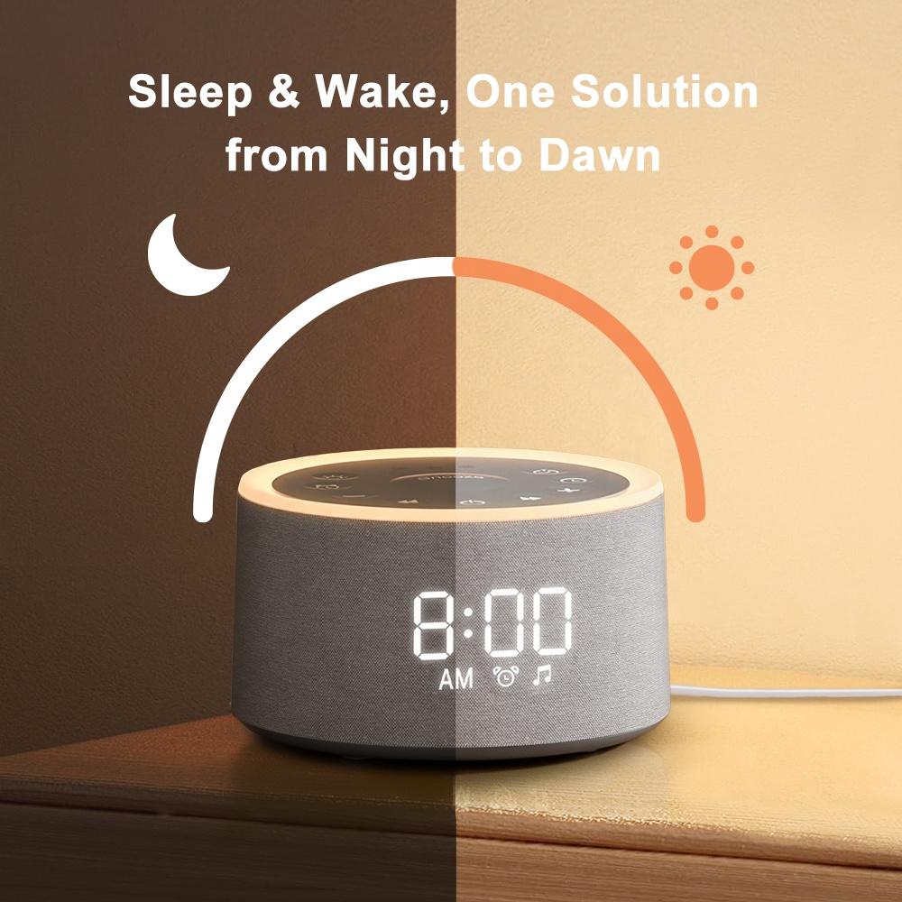 HiFiD 29 Soothing Sound Machine White Noise Machine 6 Soothing Wake Up Sounds Alarm Clock for Bedroom