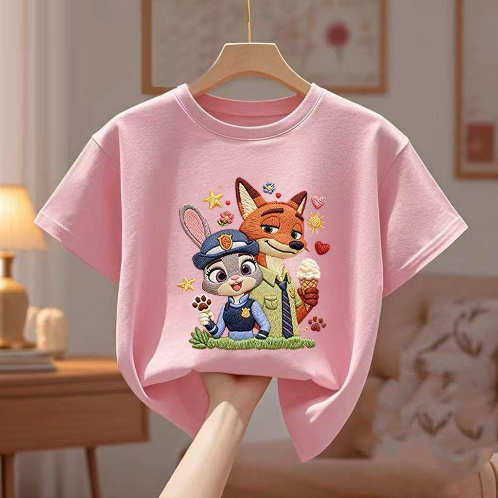 12M-9T summer child kids boys girls Polyester cartoon short sleeve T shirt