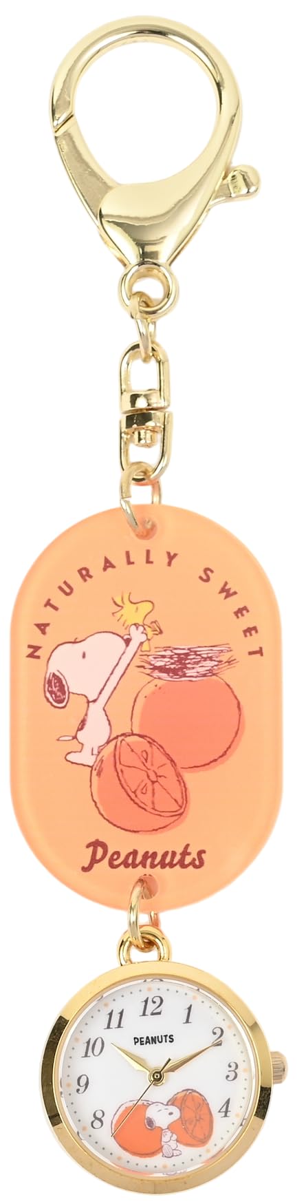 Fieldwork Pocket Watch Analog Snoopy Goods Acrylic Keychain with Hook Peanuts Character Woodstock Gold Orange (Fieldwork) Women s PNT064-3 золотой