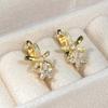 1pair Fashion Silver Color Flowers Zirconia Cz Earring for Women Gold Plated Ear Studs Piercing Girl Gifts