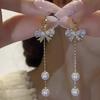 Shiny Crystal Zircon Butterfly Earring For Women Exquisite Imitation Pearl Flower Ginkgo Leaf Charm Earring Wedding Jewelry Gift