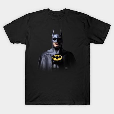 Herrsvart Tryckt T-shirt Michael Keaton Batman Svart No-Cut Transferpapperstryck Bomulls-T-shirt
