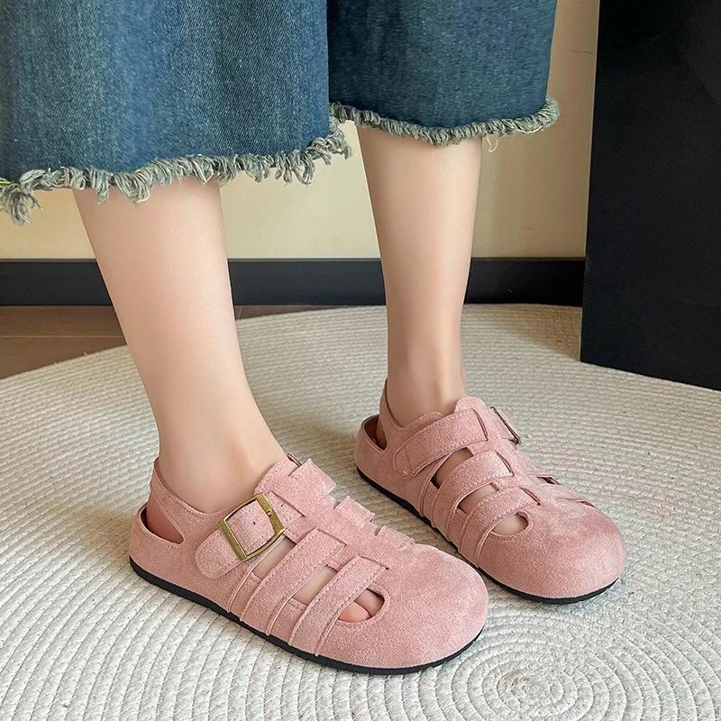 Hot-selling Sandals Versatile Baotou Fashion Sandals Women's Summer Hollow Woven Fish Bone Roman Shoes  New Birken Shoes