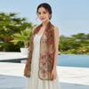Breathable Embroidered Floral Headwrap Lightweight Summer Hijab Boho Sheer Shawl Elegant Lady