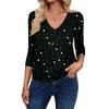 Women's Fashion Casual V-Neck Three-Quarter Sleeve Print Top