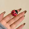Vintage Enamel Rhinestone Insect Ring Colorful Cute Butterfly Beetle Punk Y2K Jewelry for Women Accessories Party Gift