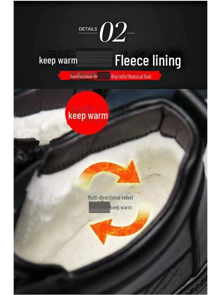 Men's Winter Fleece-Lined Cotton Leather High-Top Boots