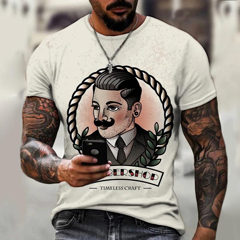 Street Men's T-shirt Hairdressing Pattern Casual Short Sleeve O Neck Fashion Hot Seller Funny 3D Printed Harajuku Hip Hop Shirt