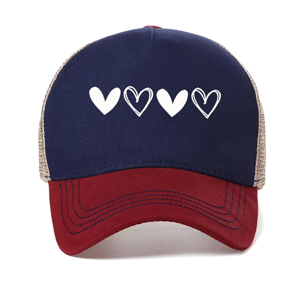 

Four Love Prints Graphic Sports baseball cap with heart-shaped pattern for outdoor sun hat Breathable adjustable trucker hats Adjustable