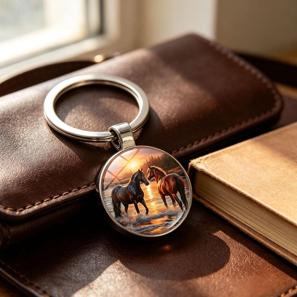 Exquisite Horse-Shaped Alloy Keychain & Glass Pendant - Elegant Bag Ornament & Gift Accessory