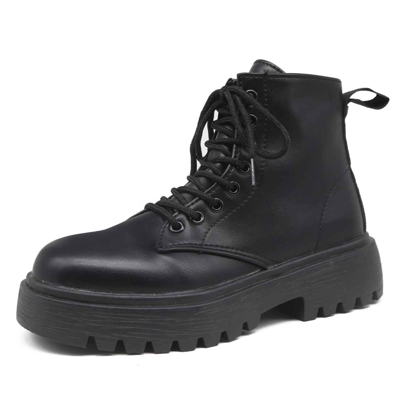 

Модные женские черные ботильоны из искусственной кожи на толстой подошве со шнуровкой, боевые ботинки, осенние женские туфли на платформе, резиновые ковбойские сапоги, большой размер 43 43 чёрный