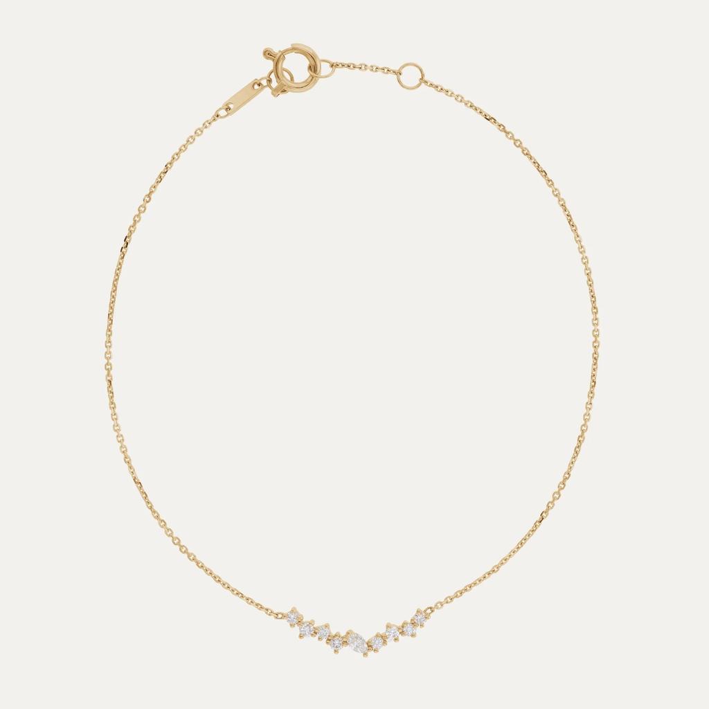 High End 18K Gold Plated Waterproof Trendy Zircon Teardrop Pear Copper Patchwork Pendant Bracelet Gift Jewelry
