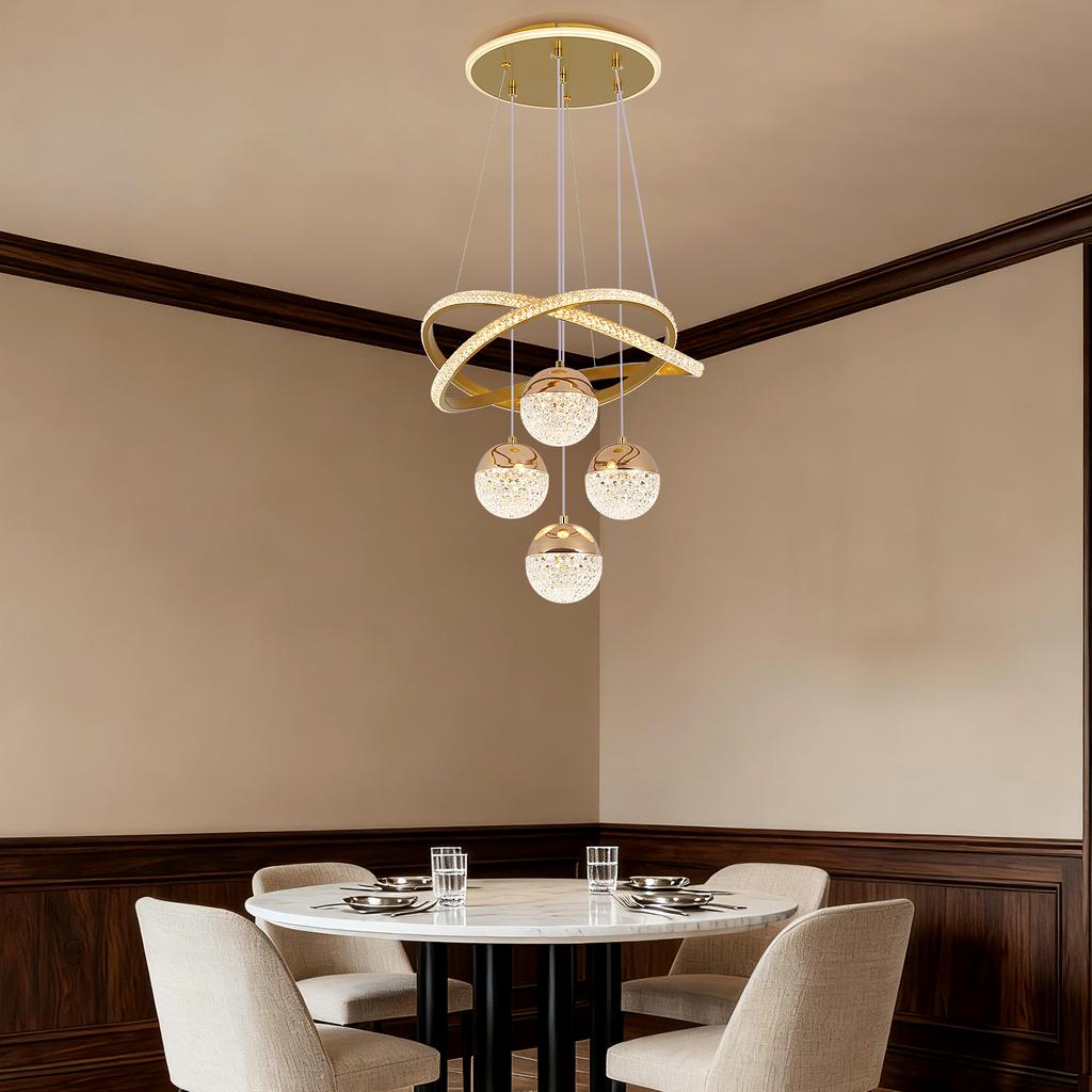 Modern Led Chandelier Lighting Three LED Colors Nordic Restaurant Lighting Living Room Chandelier Hanging Lamp Lighting Fixture