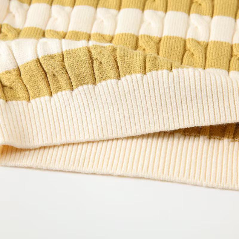 Infant Striped Polo Collar Sweater - Cable Knit Pullover for Babies