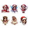 1/6Pcs Christmas Santa Hat Girl Hanging Decoration Holiday Party Winter Xmas Tree 2D Flat Acrylic Cartoon Angel Fairy Hanging Ornament