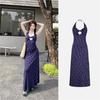 Floral Twisted Lace Halter Maxi Dress for Summer 2025