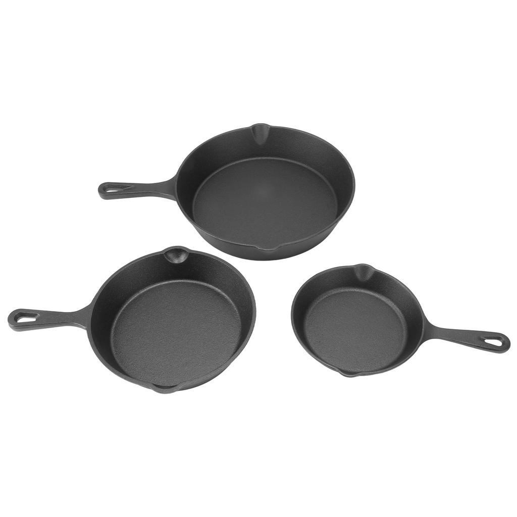 3 Piece Frying Pan Set Cast Iron Prevent Stick Multifunction Mini Fry Egg Pan with Long Handle for
