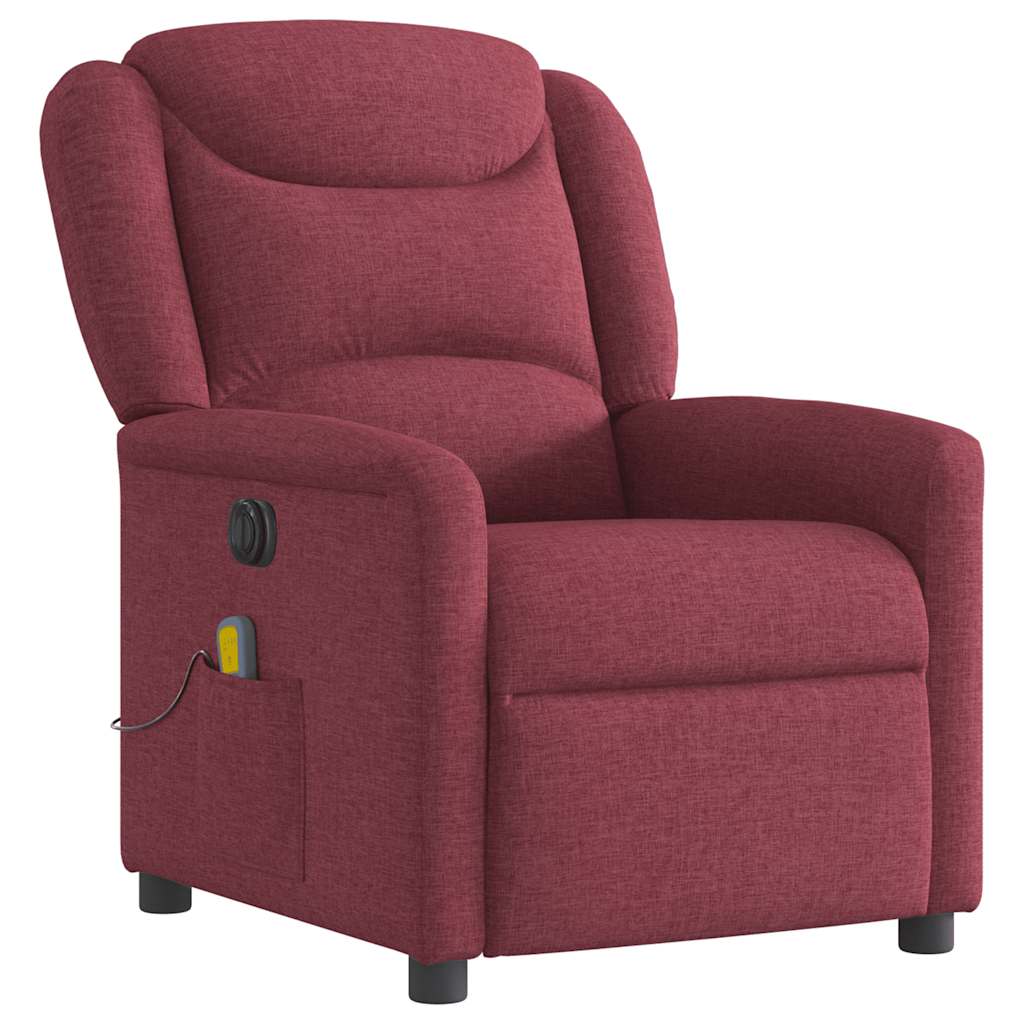 Foldable Massage Armchair, Electric, Wine Red, Fabric